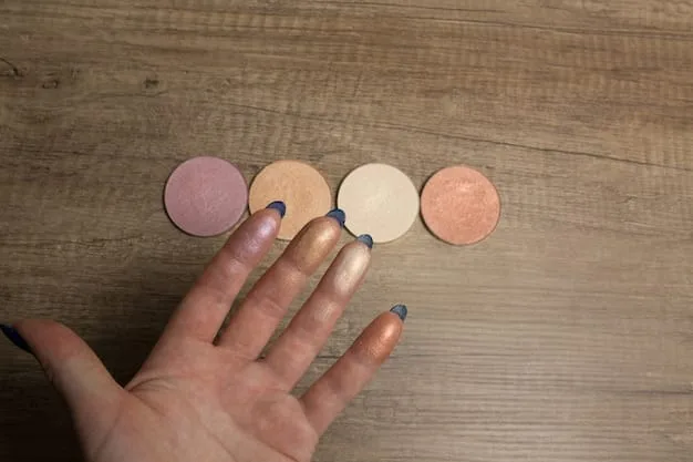 A color chart showing different foundation shades and undertones (warm, cool, neutral). A hand is also shown with foundation swatches for comparison.