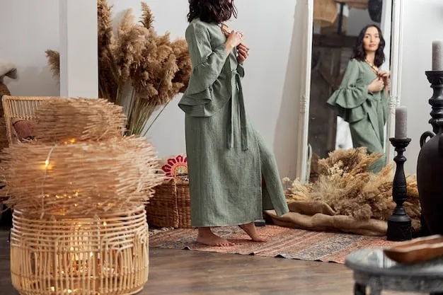 A serene photograph of a sustainable clothing boutique in Germany, showcasing garments made from natural, eco-friendly fabrics. The boutique has minimalist, eco-conscious décor with plants and natural light.