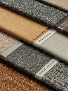 Diverse fabric swatches representing various blends for clothing