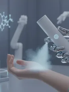 Futuristic perfume application device creating a personalized scent experience