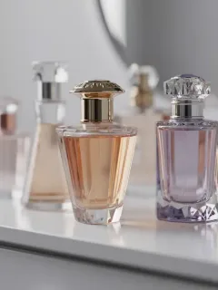 Elegant perfume bottles arranged for scent layering inspiration