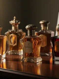 Collection of vintage and luxury perfume bottles, symbolizing investment in fine fragrance for 2026.