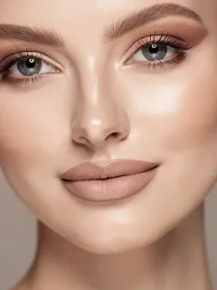 Woman with natural, radiant underpainting makeup finish