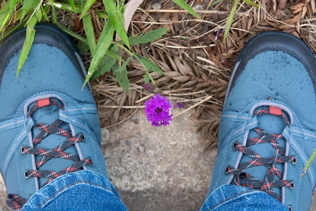 A foot inside a hiking boot, highlighting the arch support and cushioning features. The focus is on the insole and how it conforms to the foot's natural shape.