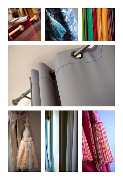 A close-up shot of a mood board filled with various images, color swatches, fabric samples, and sketches, all related to shoe customization. The board includes inspirations from German art, nature, and urban culture, illustrating the diverse influences that can inspire unique shoe designs.