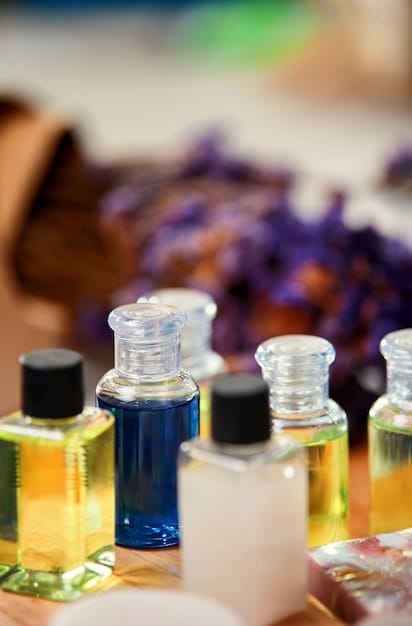 A close-up shot of a perfumer meticulously blending different fragrance oils in a laboratory setting, highlighting the precision and artistry involved in creating perfume concentrations.