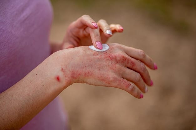 A visual representation of allergic reactions on the skin, showing redness, hives, and inflammation. The image is a close-up of an arm with several small, raised bumps, emphasizing the physical discomfort of allergic contact dermatitis.