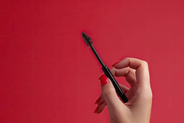 A close-up of a makeup artist's hands demonstrating the use of a lash applicator to carefully place false eyelashes on a client in a salon in Germany. The focus is on the precision and technique involved in the application process.