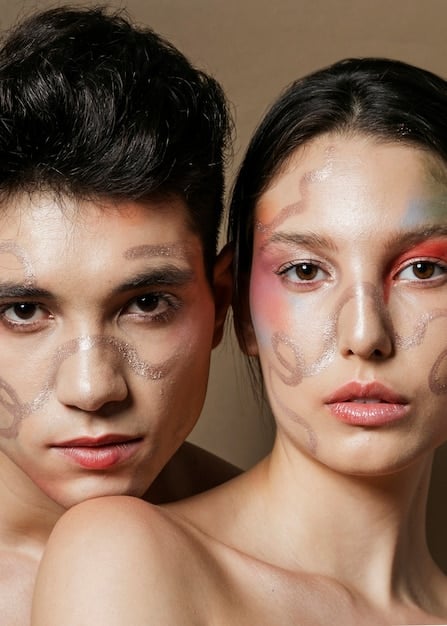 A split-screen before-and-after image showcasing the gentle, complete, and effective makeup removal process using a specific product designed for sensitive skin. The 