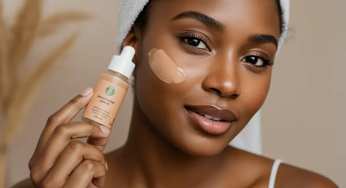 Woman applying clean beauty tinted serum for natural radiance