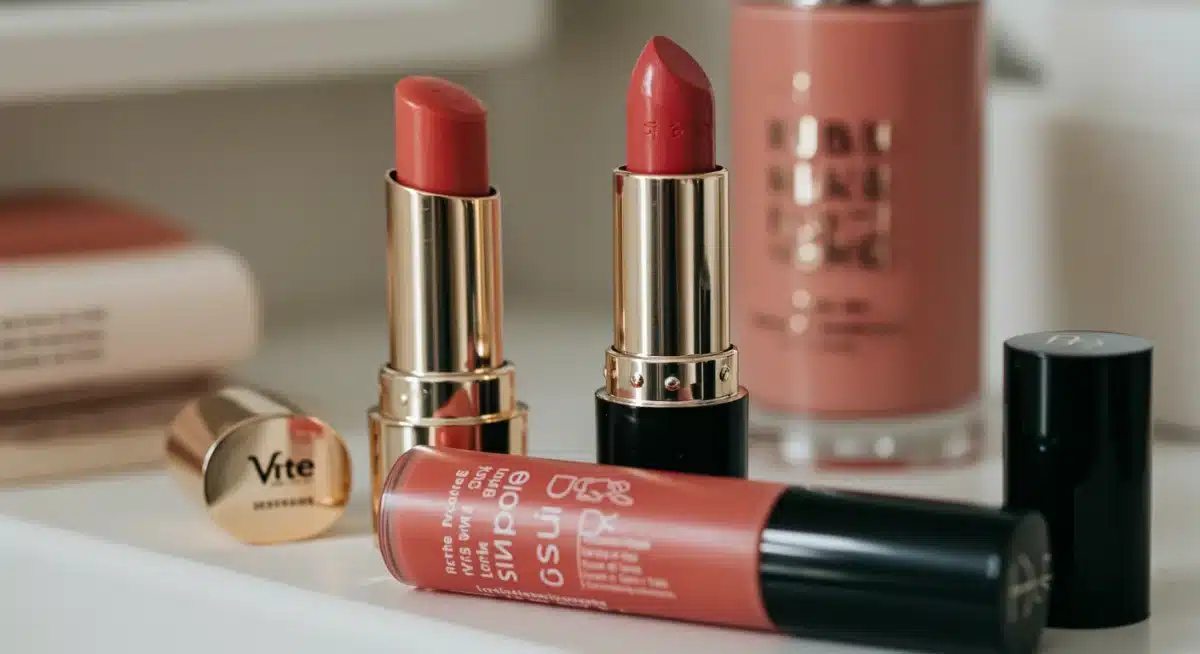 Selection of natural tinted lip balms and sheer lipsticks