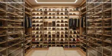 Optimized shoe storage solution with various footwear types organized neatly.