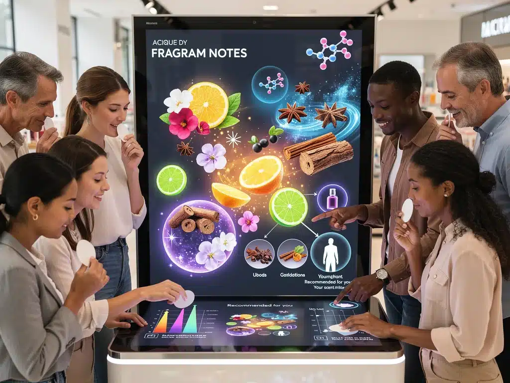 Consumers interacting with AI for personalized scent recommendations