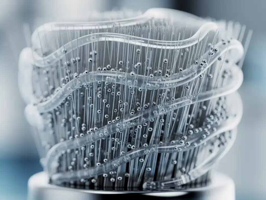 Microscopic view of antimicrobial makeup brush bristles