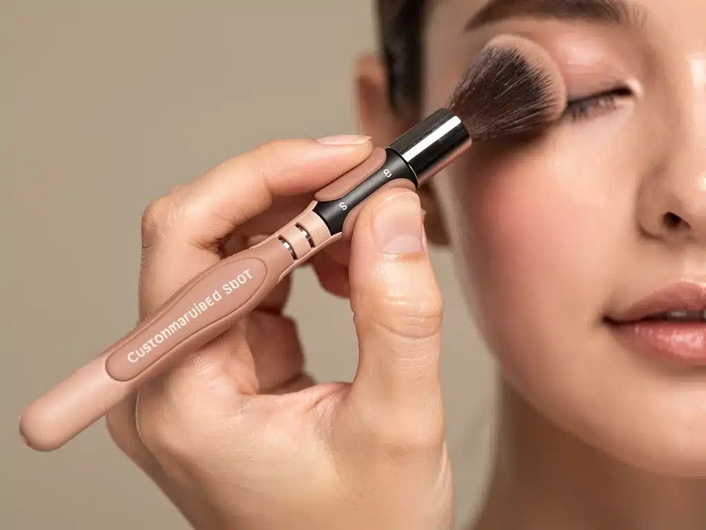 Ergonomic makeup brush with customizable grip for comfort