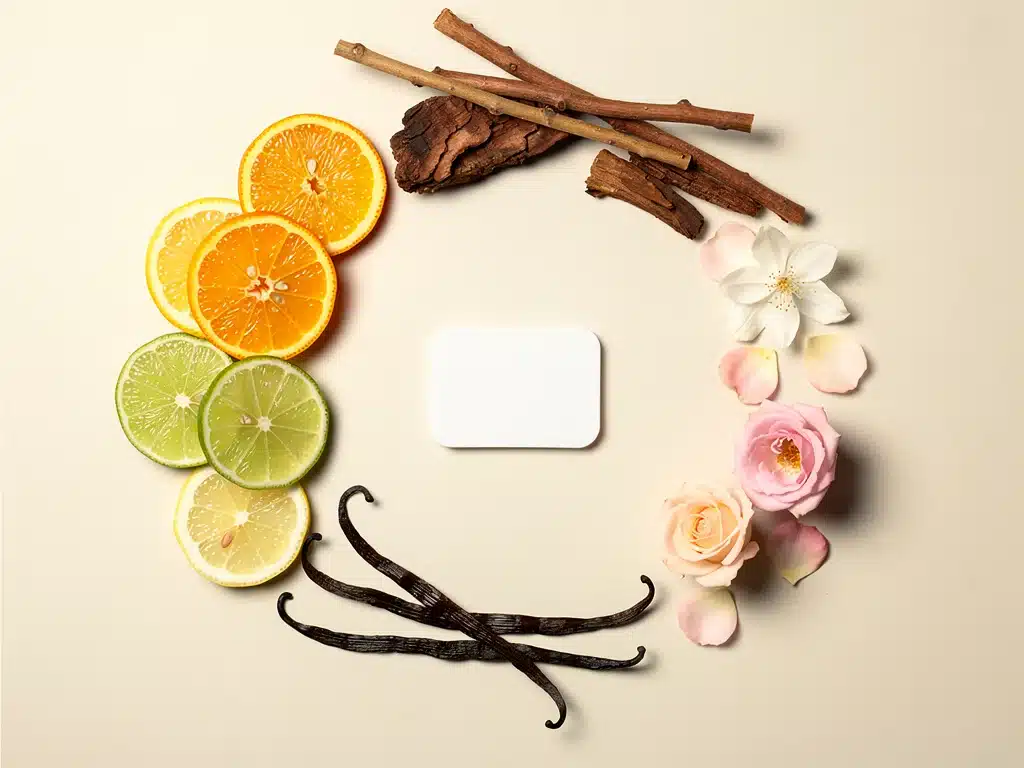 Assortment of natural scent notes for custom fragrance creation