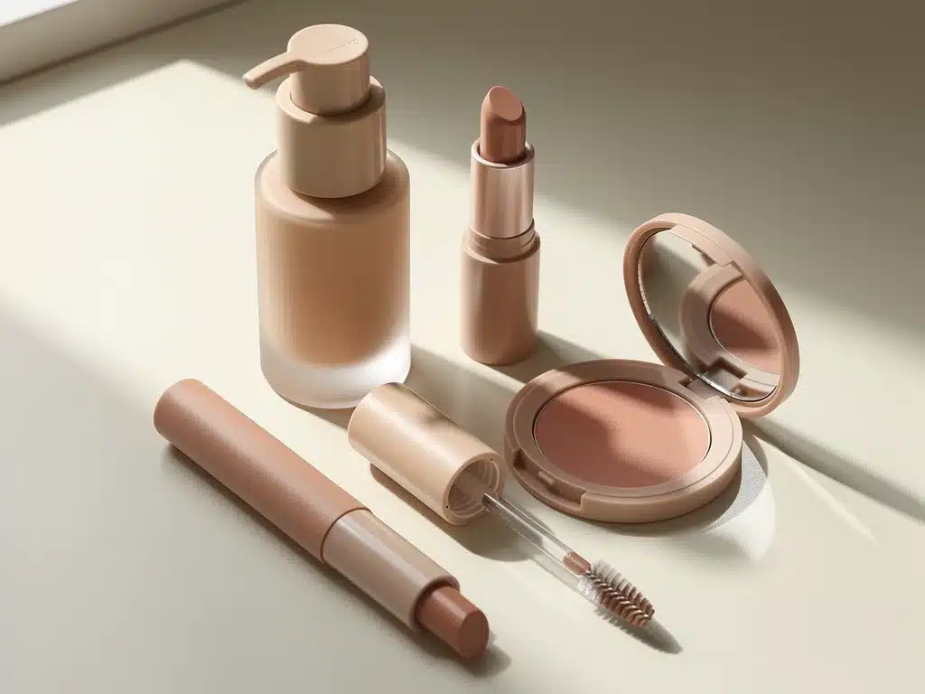Minimalist makeup products for a natural beauty routine.
