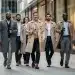 People wearing durable, high-quality clothing in a modern city scene
