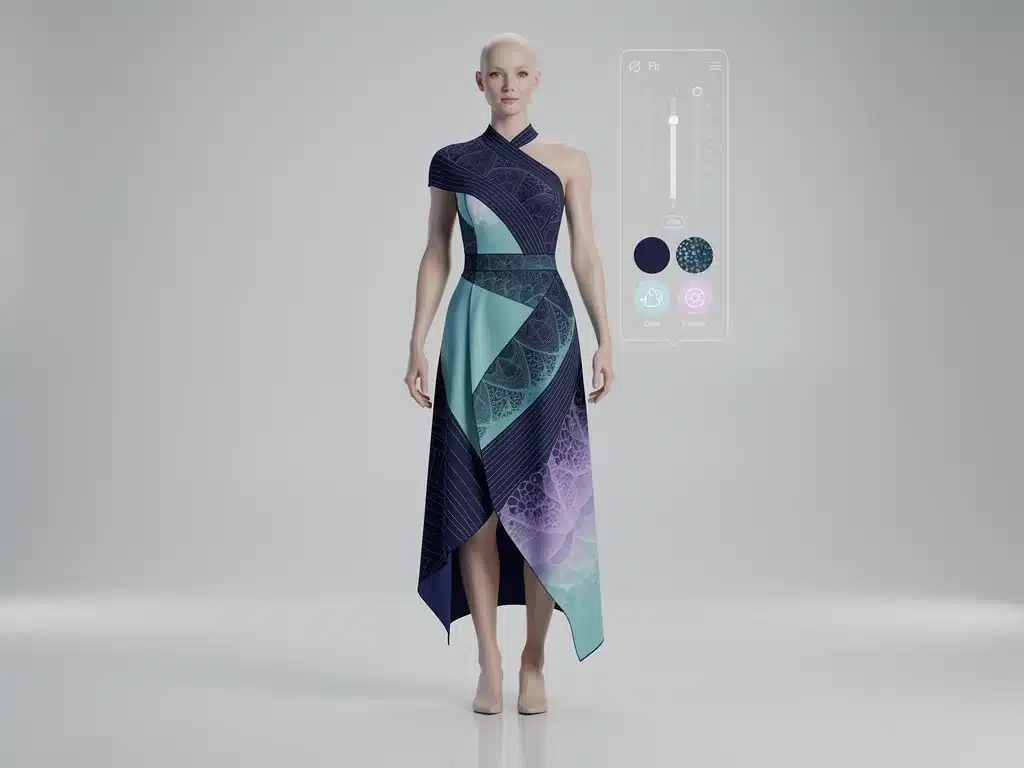 AI-generated personalized fashion garment on a virtual model